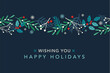 Dark Green Horizontal Band Happy Holidays Vector Illustration 1