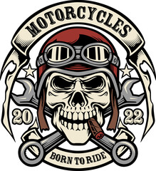 skull motorcycles mascot logo design
