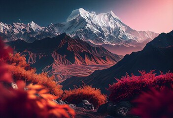 instagram filter Himalaya mountains nepal. Generative AI