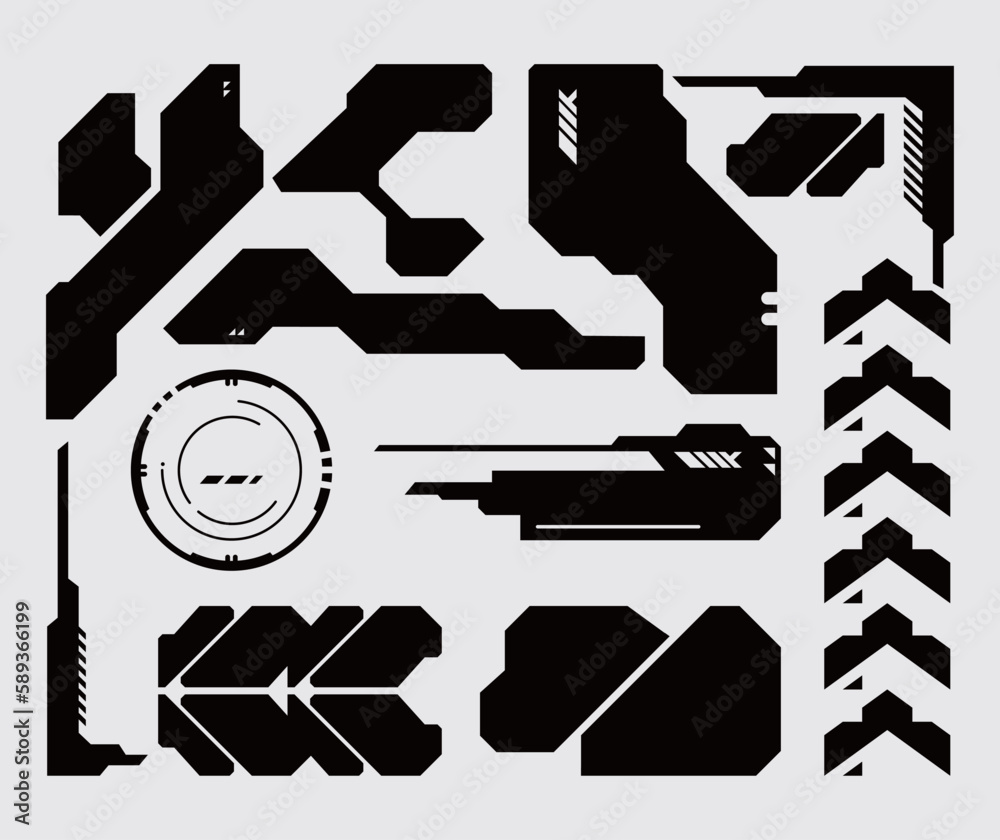 HUD futuristic frame border game swag streetwear elements pack panel ...