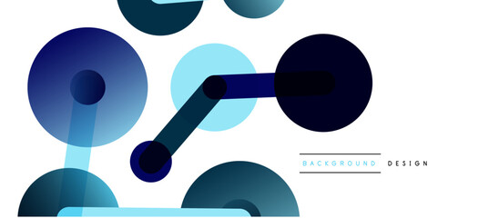 Poster - Line points connections geometric abstract background. Circles connected by lines. Trendy techno business template for wallpaper, banner, background or landing