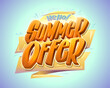 Summer offer vector web banner template with hand drawn lettering, hello summer poster