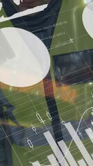 Poster - Animation of graphs and data over caucasian male warehouse worker using tablet
