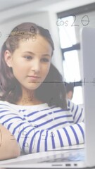 Poster - Animation of mathematical equations over school children using laptop in classroom