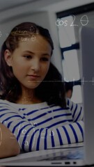 Poster - Animation of mathematical equations over students using laptop in classroom