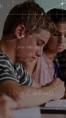 Poster - animation of mathematical formulas over students in classroom
