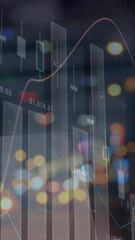 Poster - Animation of statistics and financial data processing over out of focus city road lights