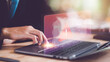 © chaylek - Programmer and virtual icons , exclamation mark ,alarm,computer virus detected ,danger warning concept or information error that should be urgently fixed and repaired ,Notification of security issues