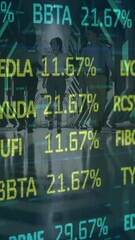 Poster - Animation of financial data processing over diverse business people