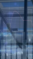 Poster - Animation of financial data processing over busy office
