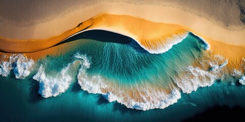 Wall Mural - Beach and Waves from Above Generative AI