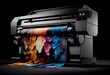 Modern Wide Format Printer PNG Isolated 3D Render Graphic. Printing Industry Technologies. Generative AI