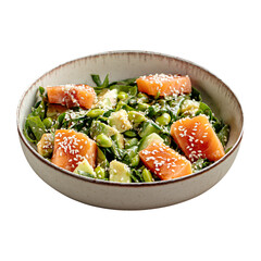 Wall Mural - Portion of salmon salad with avocado and edamame