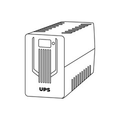 Fototapete - Uninterruptible power supply, Computer UPS outline icon vector illustration in trendy simple design style. Accumulator battery power bank backup for computer. Editable graphic resources.