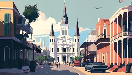 Wall Mural - New Orleans cityscape (ai generate)