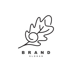 Wall Mural - Simple minimal line oak leaf logo design template