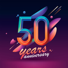Wall Mural - 50 years anniversary vector icon, symbol, logo. Graphic background