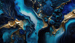 © RocknRoller Studios - Elegant Art Wallpaper. Paint Swirls in Beautiful Navy Blue colors, with Gold Glitter. Generative AI.