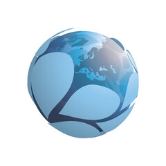 Poster - Protect the World and All the Environment - Transparent Globe Design Concept Vector with Large Petals Pattern Surface and Earth Globe Inside, Isolated on White Background - Multipurpose Illustration