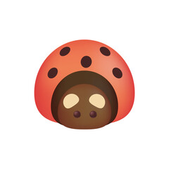 Wall Mural - Cute ladybug character as kids toy 3D illustration. Cartoon drawing of adorable bug or insect as mascot or gift in 3D style on white background. Wildlife, childhood concept