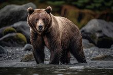 Grizzly Bear Of Shores Of Alaska