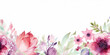 © illust_unicorn - AI generated watercolor blank greeting card template beautiful flowers around. Generative AI.