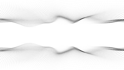 Poster - Double wave of particles. Digital wave background concept. Abstract technology background. Big data visualization. Vector illustration.