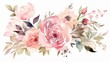 © Suleyman - Watercolor bouquet with roses and peony flowers Generative AI