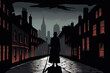 Jack the ripper, a serial killer in the dark alley in whitechapel Created with Generative AI Technology