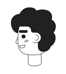 Poster - Guy looking back with happy smirk monochromatic flat vector character head. Black white avatar icon. Editable cartoon user portrait. Simple lineart spot illustration for web graphic design, animation