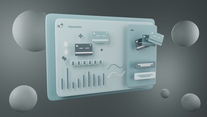 Poster - business UI Concept design 3D DASHBOARD UI 3D Illustrationtemplate for business presentation