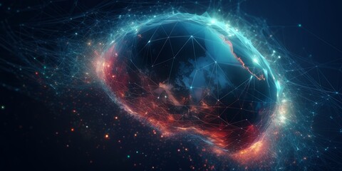 globe with communications satellite connections, generative ai
