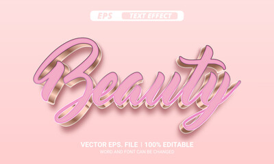 Wall Mural - Beauty 3d editable vector text effect on pink background