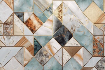 abstract geometric background with marble mosaic inlay. mixed wall tiles with artificial stone textu