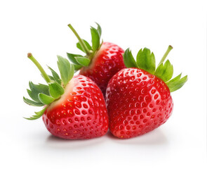 Wall Mural - Fresh strawberries isolated on white background. Generative AI