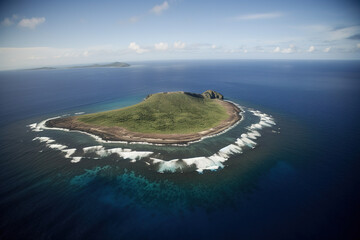 Wall Mural - aerial view of a small island in the middle of the ocean. created with generative ai technology