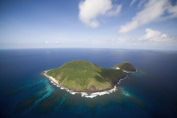Wall Mural - aerial view of a small island in the middle of the ocean. created with generative ai technology