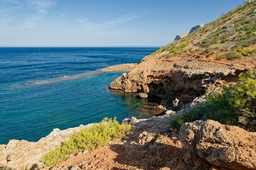 View of the sea and the coastal cliff