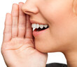 © BillionPhotos.com - Close up portrait of a smiling skin care woman whispers (tells) a gossip.