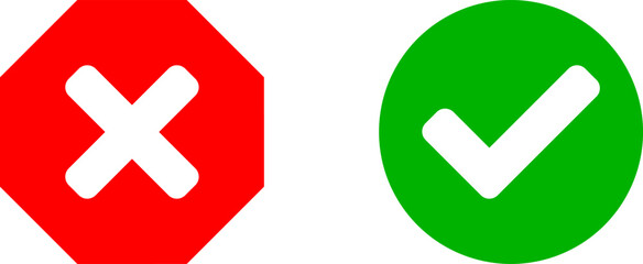 Poster - yes and no or right and wrong or approved and declined icons with green check mark and red x cross s