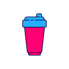 Sticker - Filled outline Fitness shaker icon isolated on white background. Sports shaker bottle with lid for water and protein cocktails. Vector