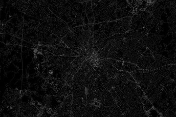 Sticker - Stylized map of the streets of Charlotte (North Carolina, USA) made with white lines on black background. Top view. 3d render, illustration