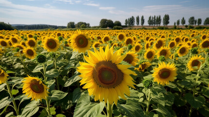 Canvas Print - A field of sunflowers in full bloom Generative AI