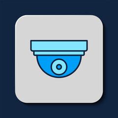 Sticker - Filled outline Motion sensor icon isolated on blue background. Vector