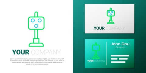 Sticker - Line Train traffic light icon isolated on white background. Traffic lights for the railway to regulate the movement of trains. Colorful outline concept. Vector