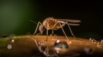 Sticker - Mosquito perched on a drop of water Generative AI