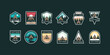 set bundle cabin logo emblem badge vector illustration design. adventure cottage camp badge design.