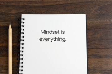 Wall Mural - Short inspirational quotes text on note pad - Mindset is everything
