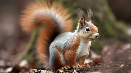 Sticker - A nimble squirrel with a bushy tail Generative AI