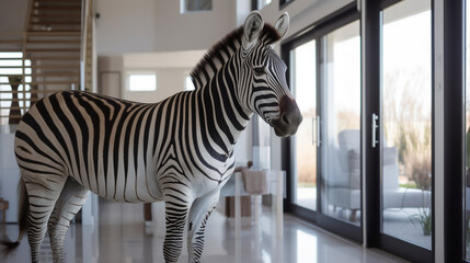 Sticker - Zebra in its modern house Generative AI